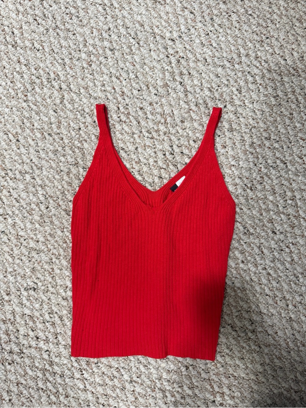 H&M Red Ribbed V-Neck Camisole